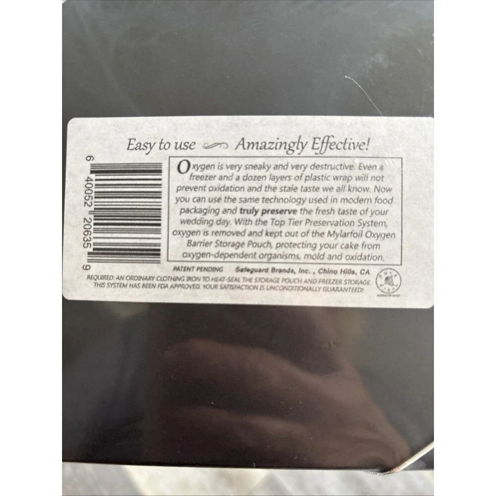 PackFreshUSA Cake Preservation System Top Tier Wedding Cake Freezer Bag